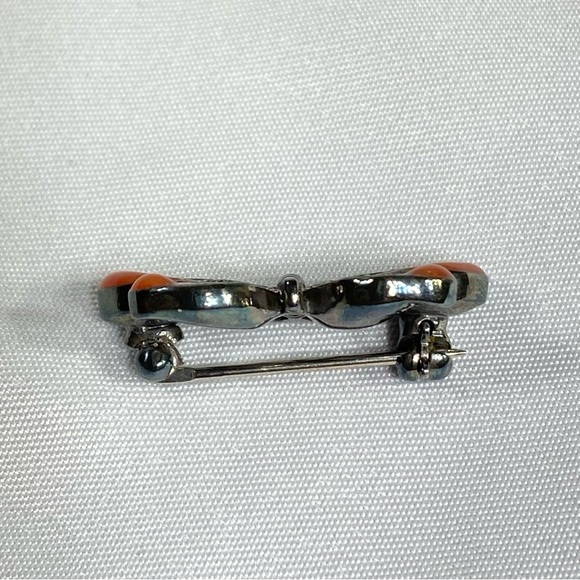 Avon Tiny Pink & Orange Rhinestone Butterly Brooch Pin - Picture 3 of 6